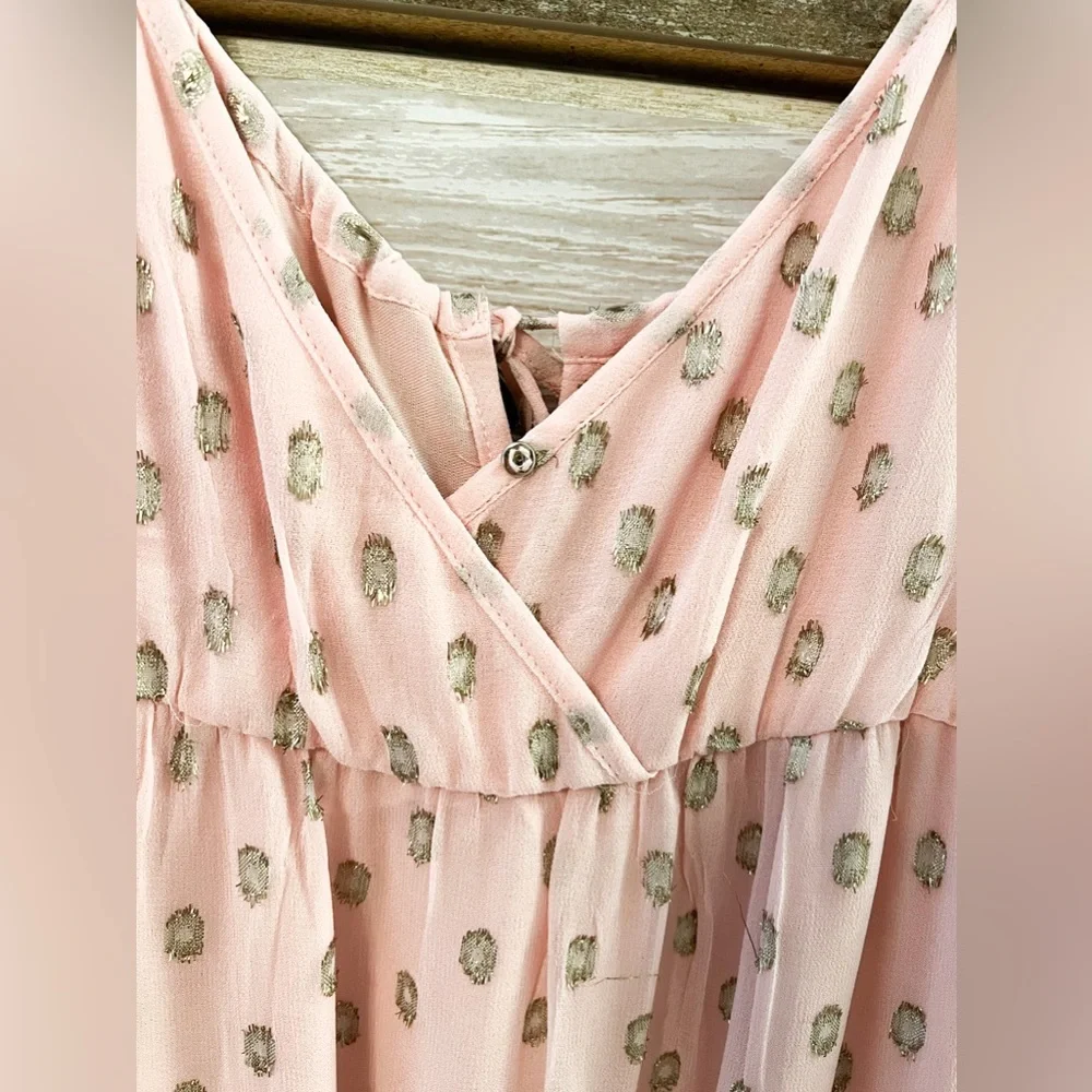 Red Dress Pink And Gold Print Maxi Dress Women’s Small - Picture 7 of 9